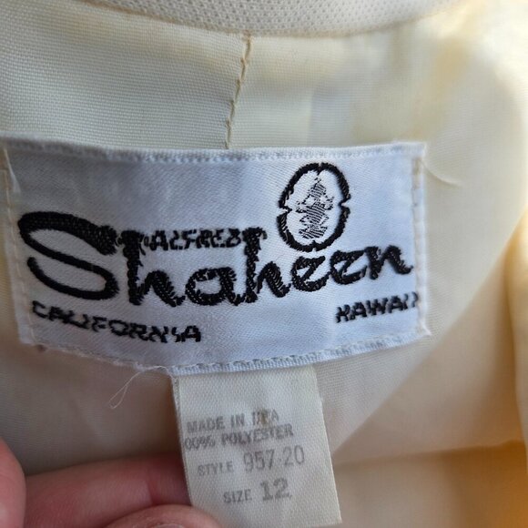 VINTAGE 1960s ALFRED SHAHEEN 2 PIECE JACKET MAXI PAINTED HAWAIIAN DRESS Size 12 - Picture 11 of 16